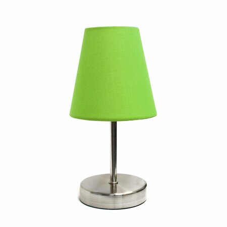 CREEKWOOD HOME Nauru 10.5in Petite Metal Stick Bedside Table Lamp in Sand Nickel with Fabric Empire Shade, Green CWT-2007-GR